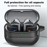 for Samsung Galaxy Buds 3 Pro Earphone Case With Climbing Buckle Cover Shockproof Dustproof TPU Carbon Fiber Texture Shell 